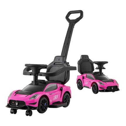 Mazerati Rutschauto Aufsitzfahrzeug mit Schutzbügel &amp; Schubstange pink