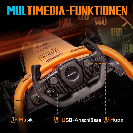 Orangefarbenes Elektroauto für Kinder, 2-Gang, Fernbedienung, 30 kg Tragkraft