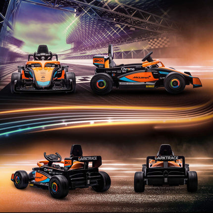 Orangefarbenes Elektroauto für Kinder, 2-Gang, Fernbedienung, 30 kg Tragkraft