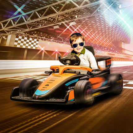 Orangefarbenes Elektroauto für Kinder, 2-Gang, Fernbedienung, 30 kg Tragkraft