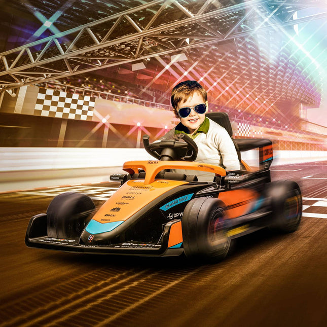 Orangefarbenes Elektroauto für Kinder, 2-Gang, Fernbedienung, 30 kg Tragkraft