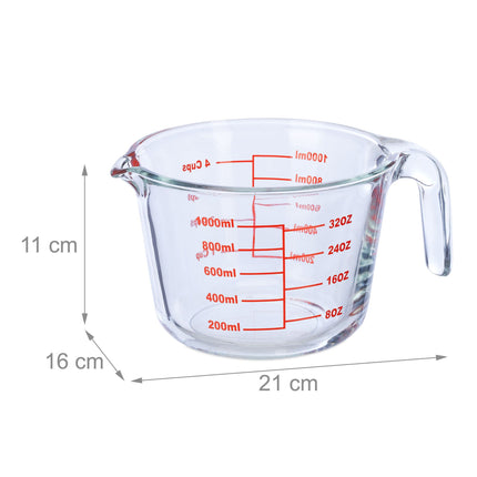 Measuring jug in glass 1000 ml