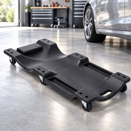 Mechanic's Creeper 150 kg with Padded Headrest, 6 Castors, Black