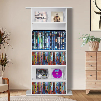 Media Storage Cabinet, 5-Shelf Holds 240 CDs, White