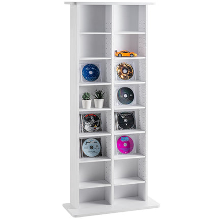 Media Storage Cabinet, 8 Adjustable Shelves, Holds 464 CDs, White