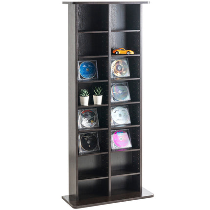 Media Storage Cabinet, 8 Shelf, 16 Compartments, Espresso