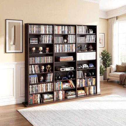 Media Storage Cabinet, 8-Tier DVD Shelf, Brown