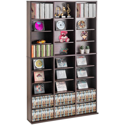Media Storage Cabinet, 9-Shelf, 27 Compartments, Espresso