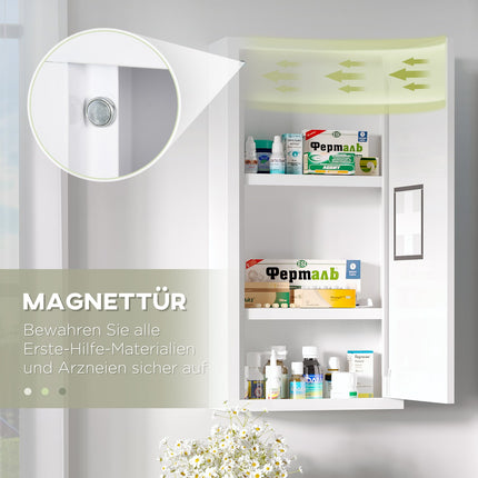 Weißer Medikamentenschrank für Erste Hilfe, Magnetverschluss, 40x15x53,5 cm