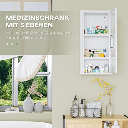 Weißer Medikamentenschrank für Erste Hilfe, Magnetverschluss, 40x15x53,5 cm