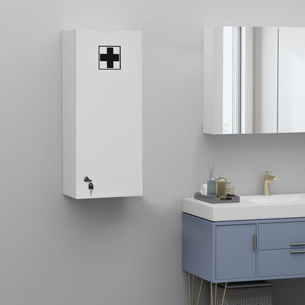 Lockable medicine cabinet - Wall mounted, adjustable shelves