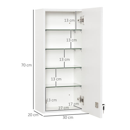 Lockable medicine cabinet - Wall mounted, adjustable shelves