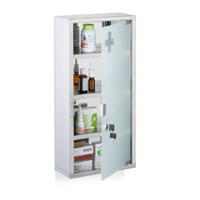 Medizinschrank, abschließbare Glastür, 4 Fächer