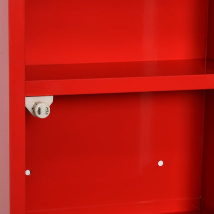 Roter Erste-Hilfe-Schrank aus Metall mit Schloss, 3 Fächer