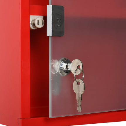 Roter Erste-Hilfe-Schrank aus Metall mit Schloss, 3 Fächer