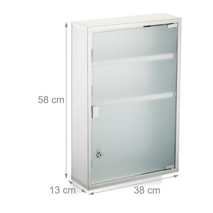 Medizinschrank mit abschließbarer Glastür, 3 Fächer