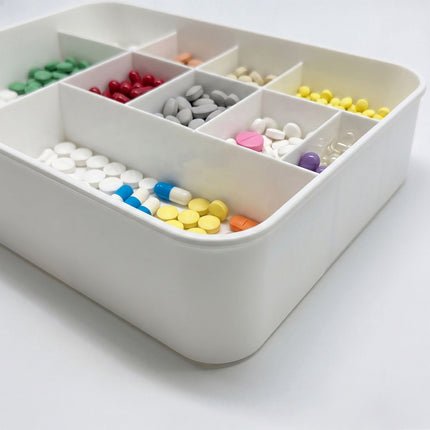 Medikamentenaufbewahrungsbox, transparenter Kunststoff mit 7 Fächern