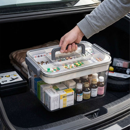 Medikamentenaufbewahrungsbox, transparenter Kunststoff mit 7 Fächern