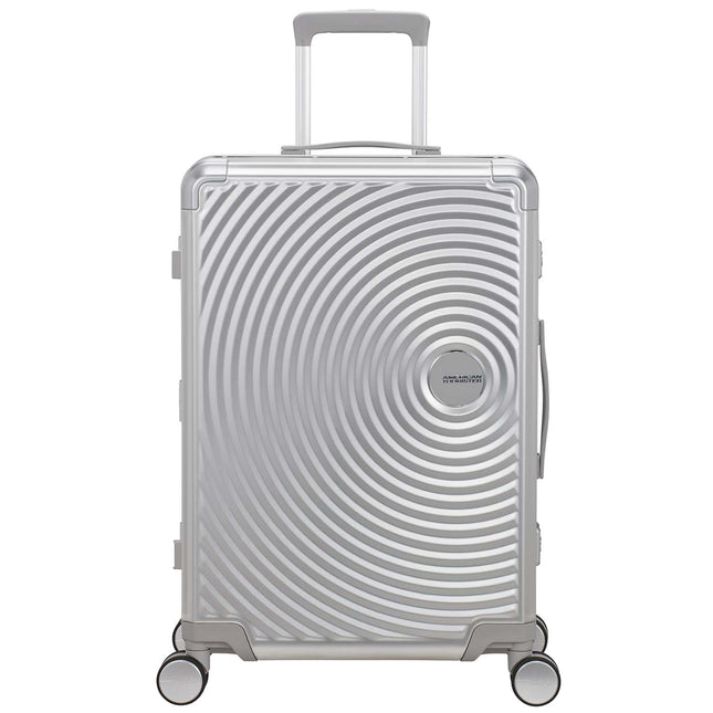 Mittelgroßer Reisekoffer aus Aluminium, Silber, 68 cm, 4 Rollen, TSA-Schloss