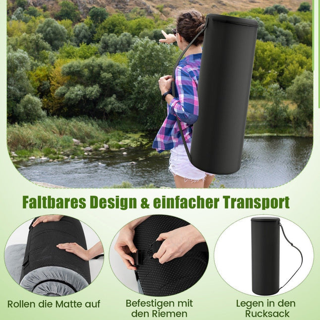 Memory Foam Campingmatratze Rollbare Campingmatte mit wasserdichter Beschichtung 188 x 97 x 6,5 cm Grau