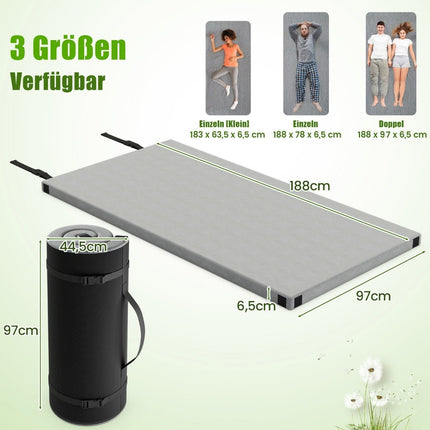 Memory Foam Campingmatratze Rollbare Campingmatte mit wasserdichter Beschichtung 188 x 97 x 6,5 cm Grau