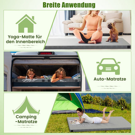 Memory Foam Campingmatratze Rollbare Campingmatte mit wasserdichter Beschichtung 188 x 97 x 6,5 cm Grau
