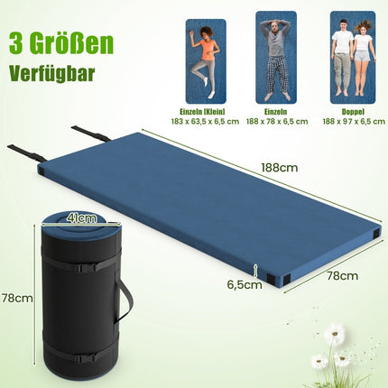 Memory Foam Campingmatratze mit wasserdichter Beschichtung 188 x 78 x 6,5 cm dunkelblau