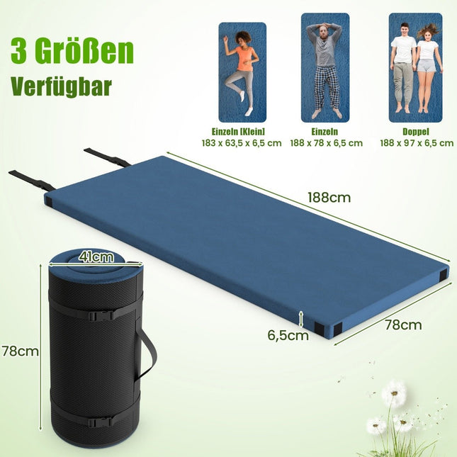 Memory Foam Campingmatratze mit wasserdichter Beschichtung 188 x 78 x 6,5 cm dunkelblau