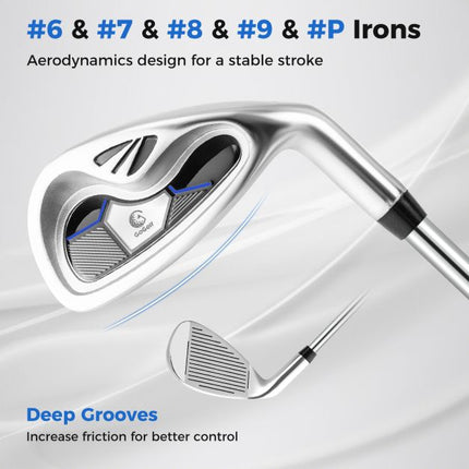 Men's 9-Piece Golf Club Set with Stand Bag, 460cc Driver