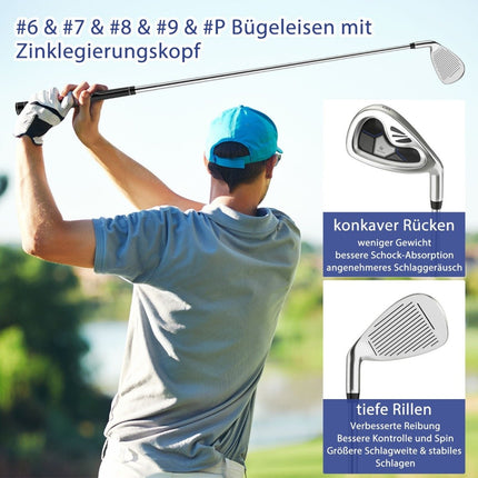 9-teiliges Golfschläger-Set für Herren (Rechtshänder) mit Hauben