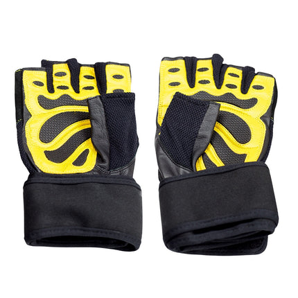 Herren Fitness Handschuhe, Schwarz-Gelb, Größe L