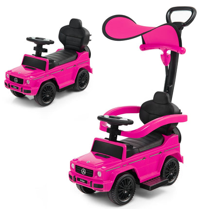 Mercedes Benz 3-in-1 Kids Ride-On Car with Canopy, Pink