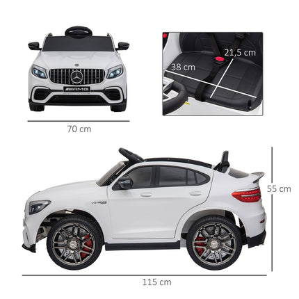Electric riding car with remote control, MP3, seat belt, white