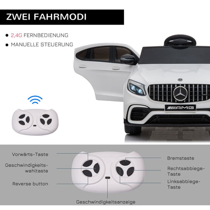 Electric riding car with remote control, MP3, seat belt, white
