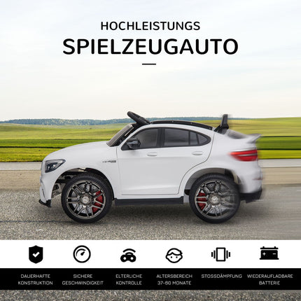Electric riding car with remote control, MP3, seat belt, white