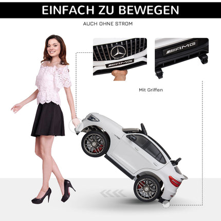 Electric riding car with remote control, MP3, seat belt, white