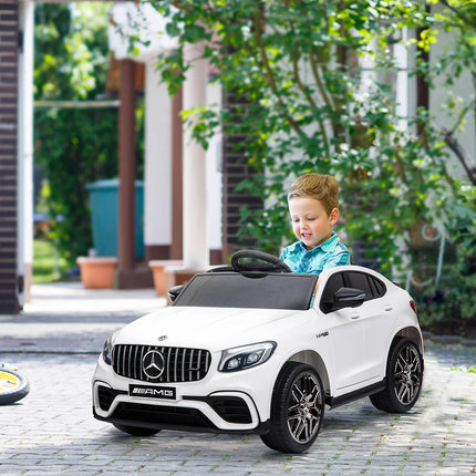 Electric riding car with remote control, MP3, seat belt, white