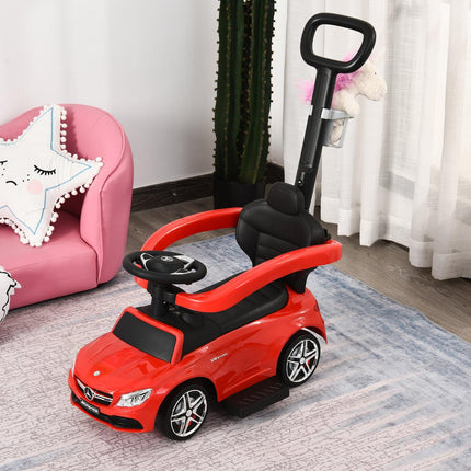 Kinderfahrzeug zum Draufsitzen mit Schiebestange und Rückenlehne