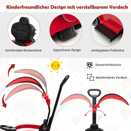 Mercedes Benz Kids Ride-On Car with Sun Canopy, Red