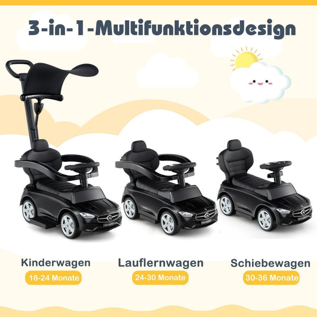 Mercedes-Benz Rutscherauto 3-in-1 Rutschfahrzeug mit Schiebegriff Rutschauto für Kinder ab 1 Jahr Schwarz