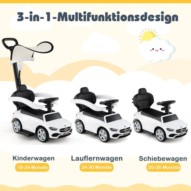 Mercedes-Benz Rutschauto 3-in-1 Rutschfahrzeug mit Schiebegriff Rutschauto für Kinder ab 1 Jahr weiß