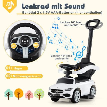 Mercedes-Benz Rutschauto 3-in-1 Rutschfahrzeug mit Schiebegriff Rutschauto für Kinder ab 1 Jahr weiß