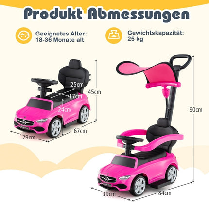 Mercedes-Benz ride-on car 3-in-1 ride-on vehicle with push handle ride-on car for children from 1 year old pink