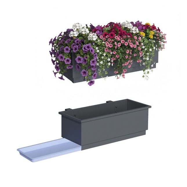 Metall-Balkonkästen, 2er-Set, mit Drainagesystem