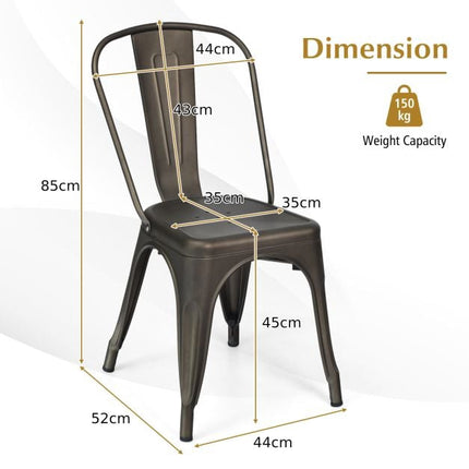 Metall Barhocker 4er-Set, 45 cm, abnehmbare Rückenlehne
