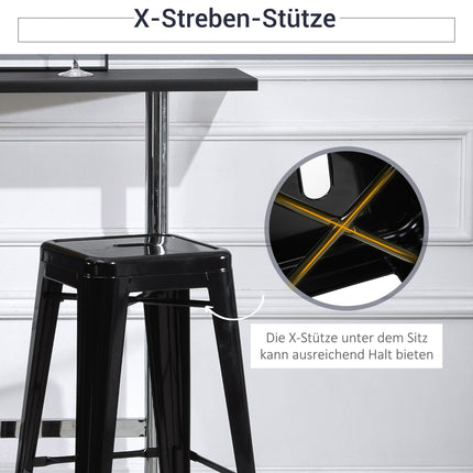 Metal Bar Stools Set of 4, Stackable, Black, Indoor/Outdoor