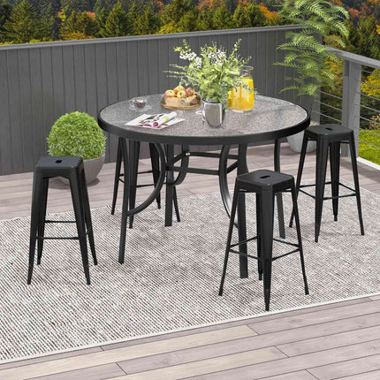 Metal Bar Stools Set of 4, Stackable, Black, Indoor/Outdoor