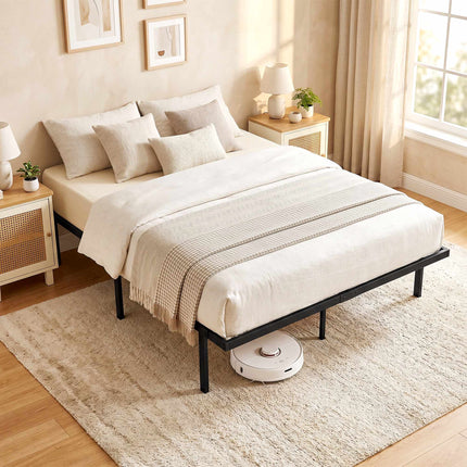 Metal Bed Frame 140x200 cm, Underbed Storage, Slats