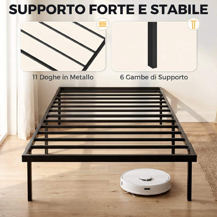 Kovový rám postele 90x200 cm, úložný prostor pod postelí, černá
