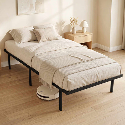 Kovový rám postele 90x200 cm, úložný prostor pod postelí, černá